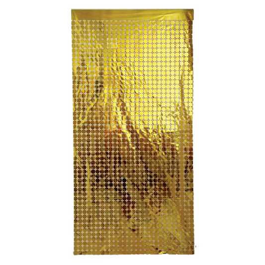 CORTINA CUADROS DORADA