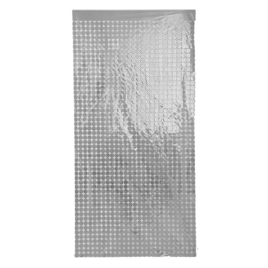 CORTINA CUADROS PLATEADA