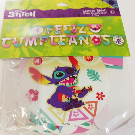 LETRERO FELIZ CUMPLE STITCH