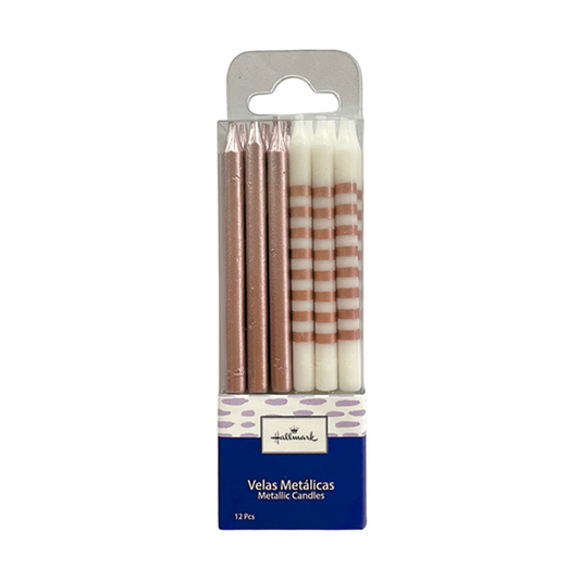 VELAS PUNTOS RAYAS ROSEGOLD 12