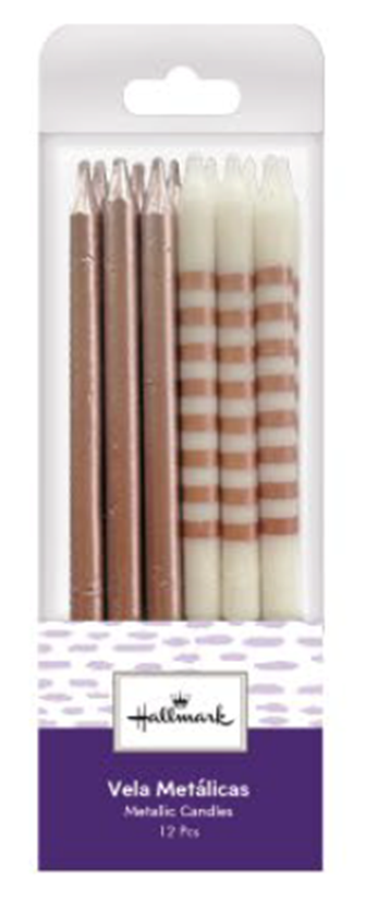 VELAS PUNTOS RAYAS ROSEGOLD 12