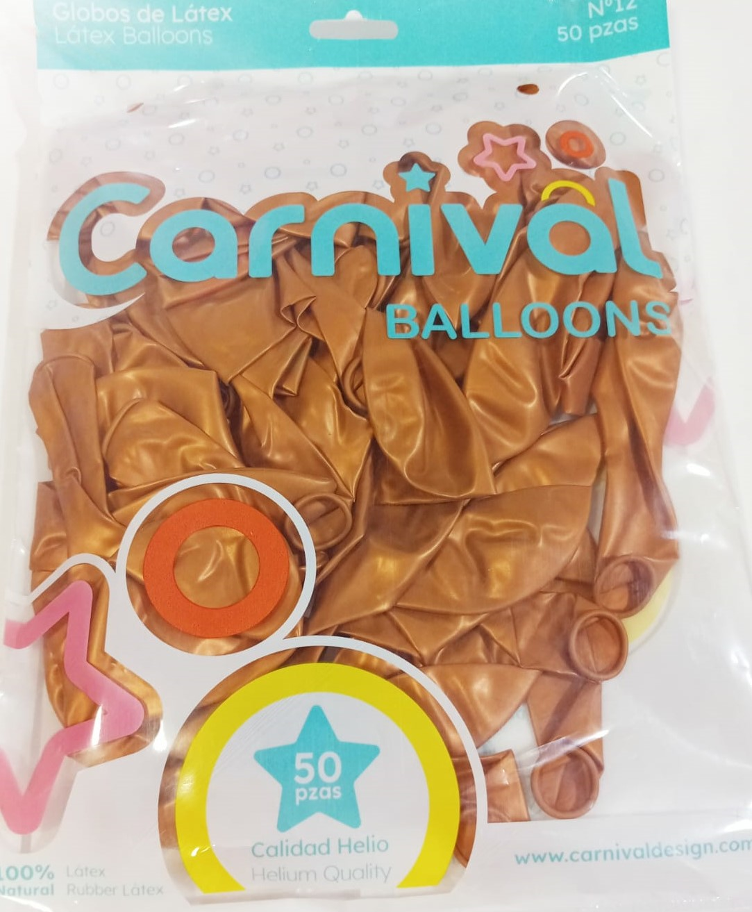 CARNIVAL GLOBOS 12P 50U GOLD