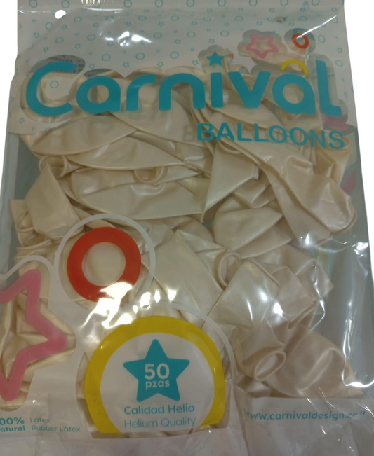 CARNIVAL GLOBOS 12P 50U BCO PE