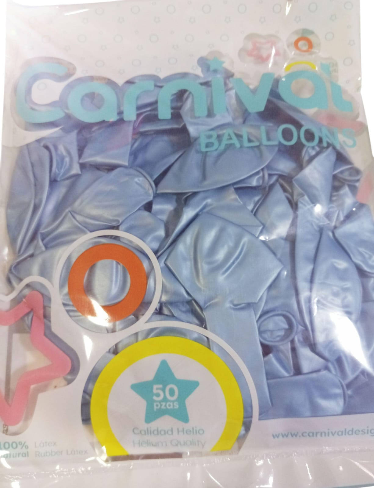 CARNIV GLOBOS 12P 50U AZ CL PE