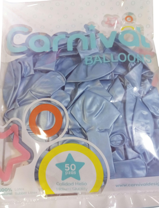 CARNIV GLOBOS 12P 50U AZ CL PE