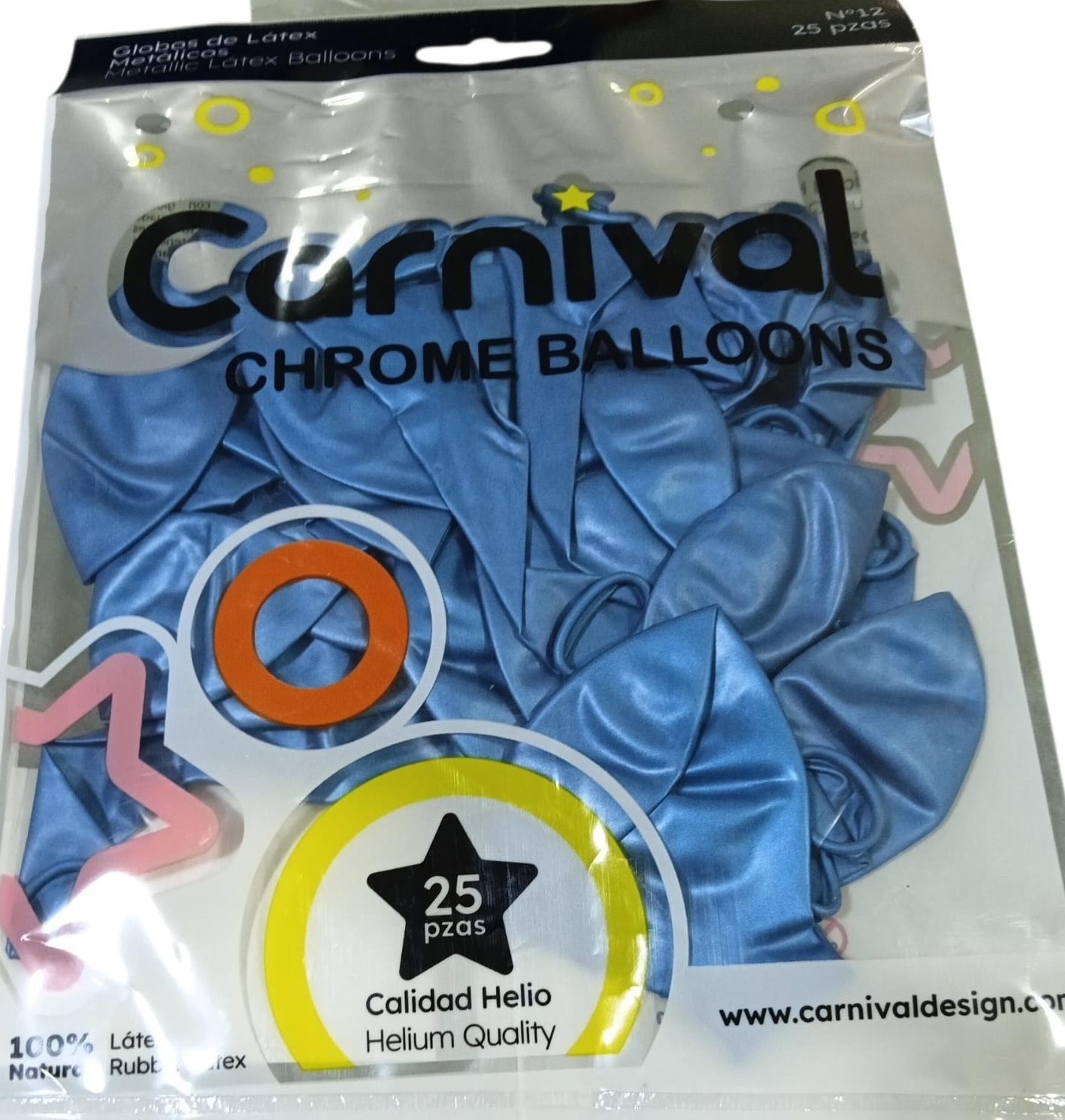 CARNIV GLOBOS 12P 50U AZ CROM