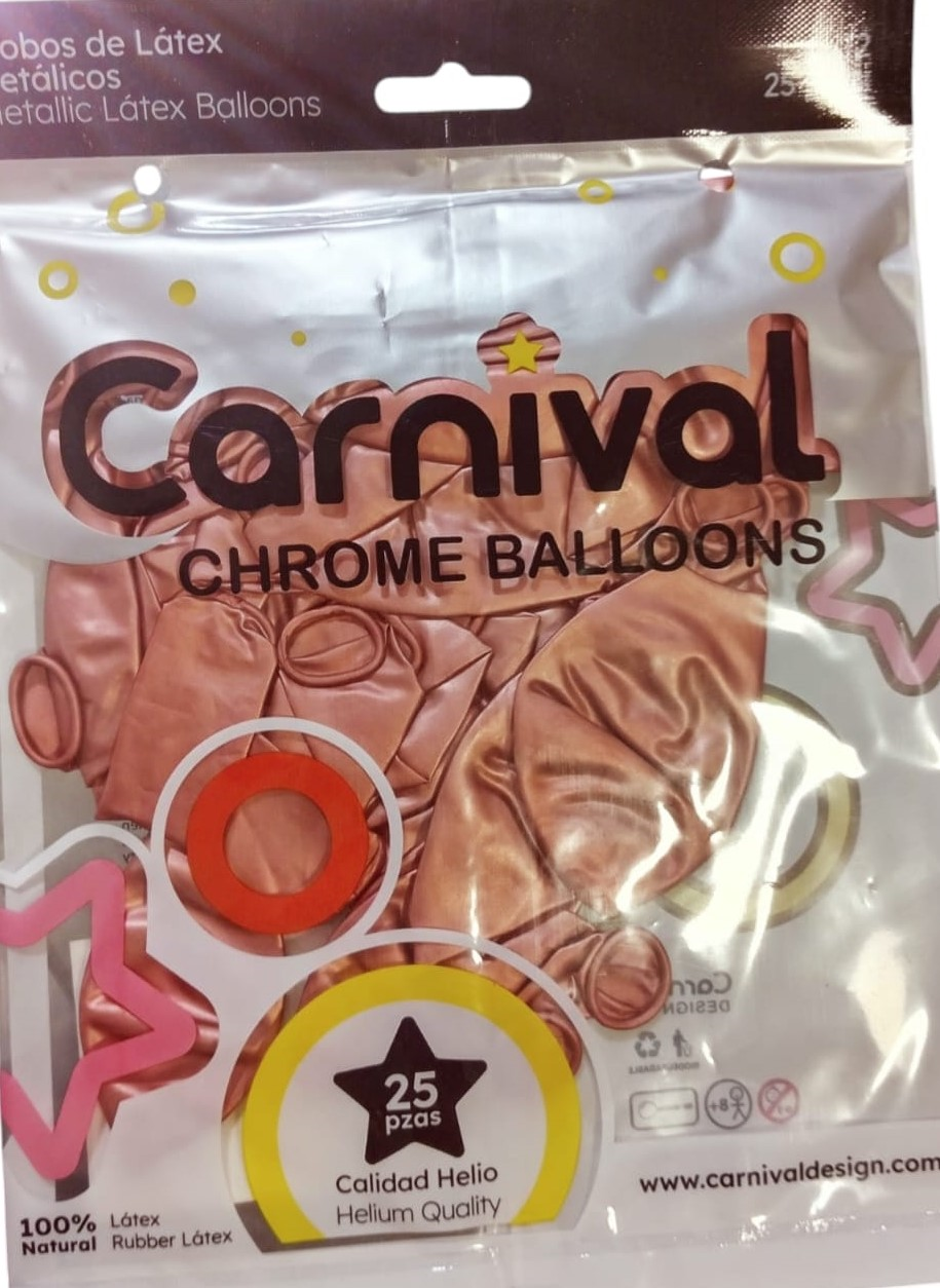 GLOBOS 12 CROMADO MAGENTA 25U