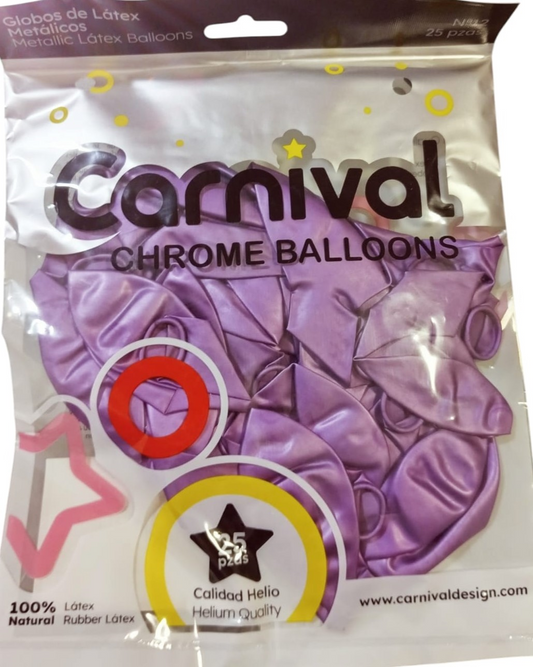 GLOBOS 12 CROMADO MORADO 25U