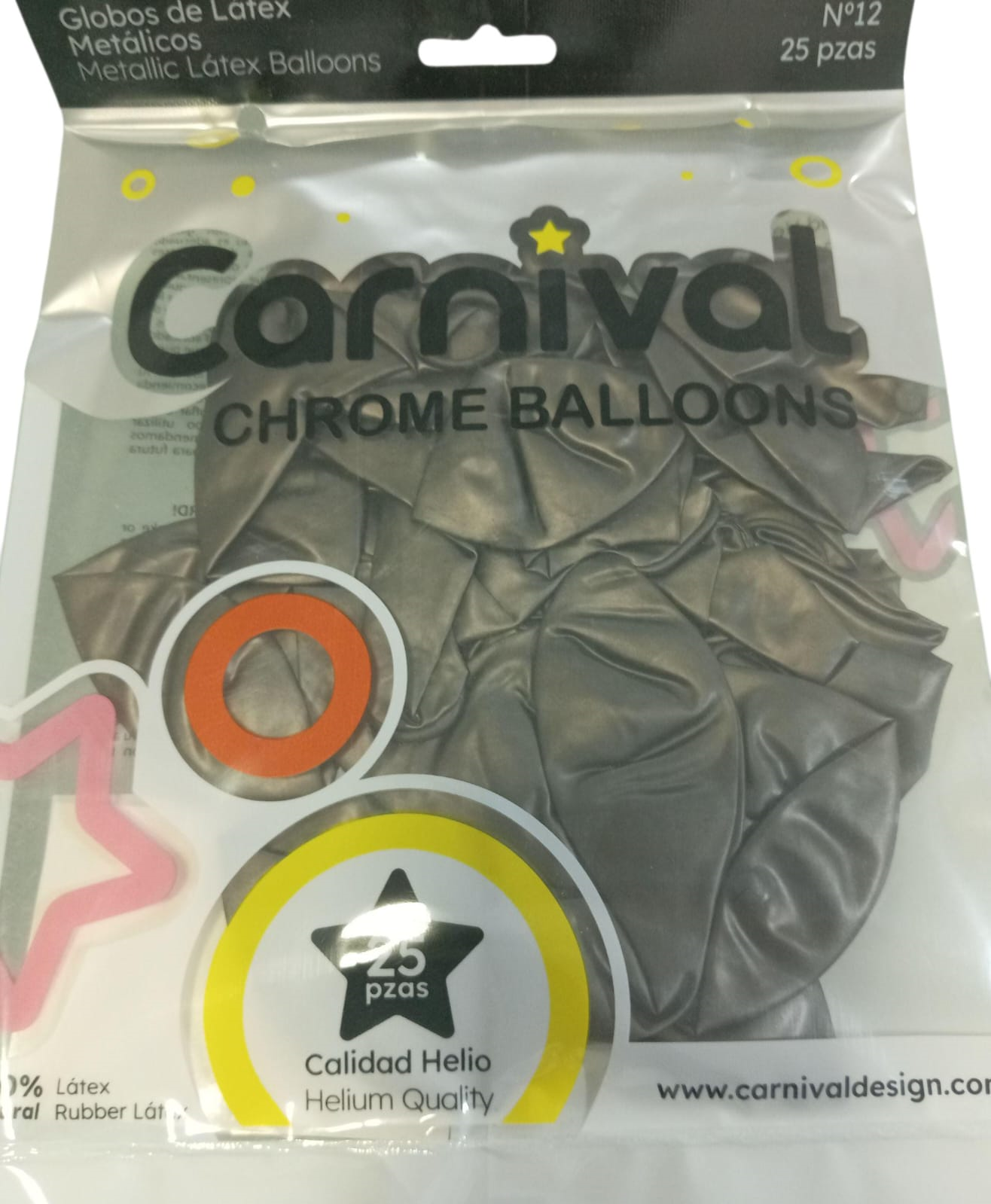 GLOBOS 12 CROMADO PLATINO 25U