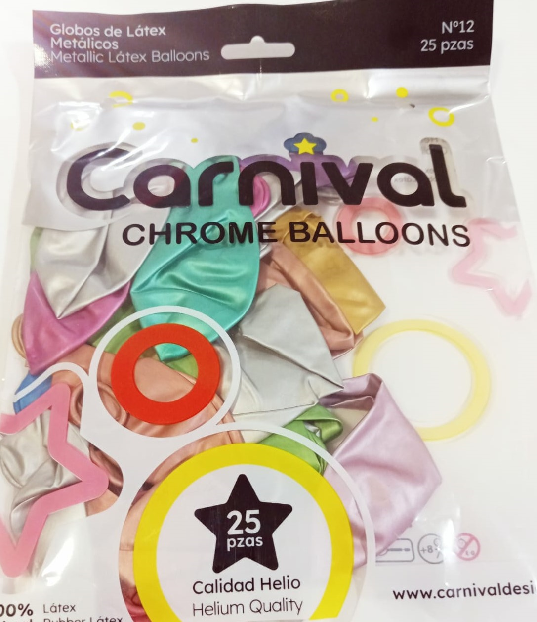 GLOBOS 12 CROMADO SURTIDO 25U