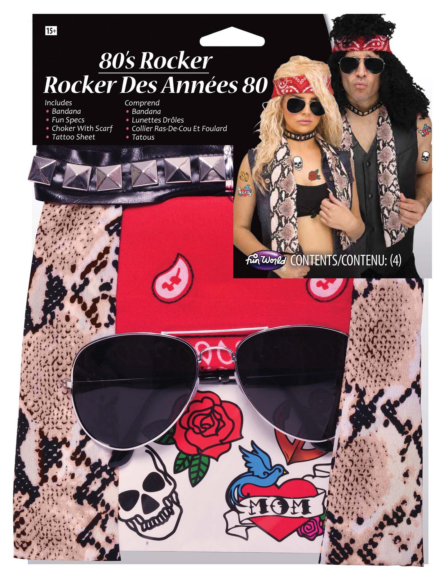 KIT DISFRAZ ROCKERO 80s