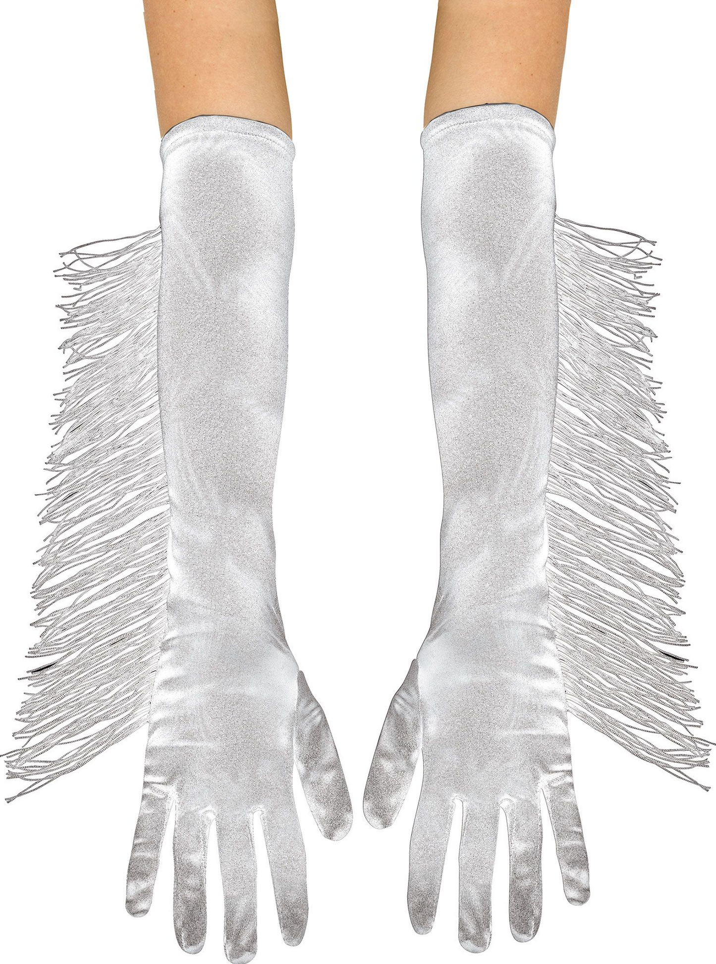 GUANTES LARGOS PLATA FRANJAS