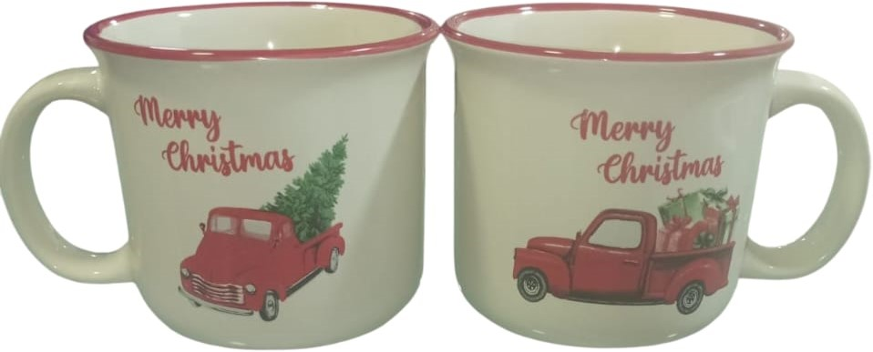 TAZA XMAS 13 OZ VINTAGE CAR