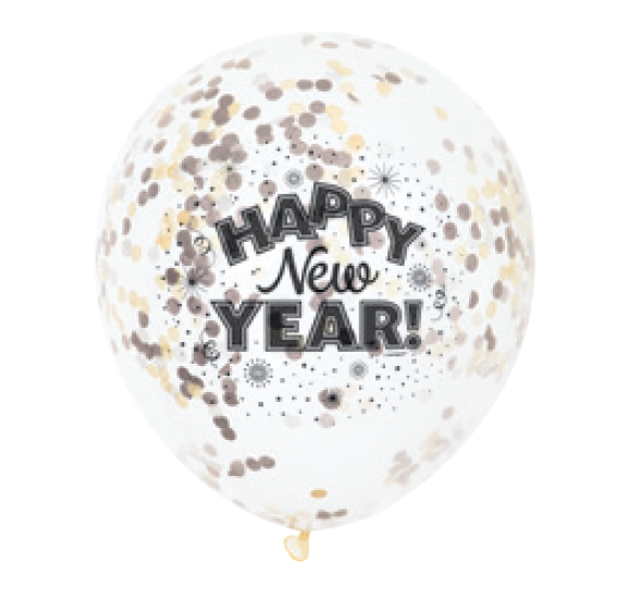 GLOBO 12PG HNY CONFETTI 6UDS