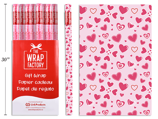 PAPEL REGALO CORAZONES  30X72P
