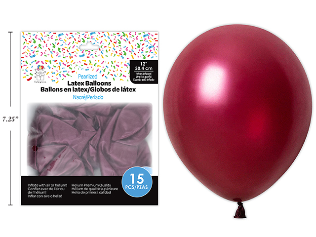 GLOBO LATEX 12PG 15U ROJO VINO