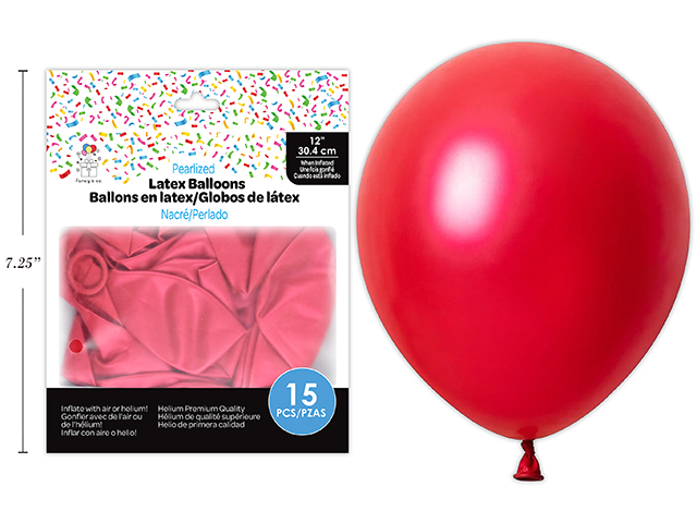 GLOBO LATEX 12PG 15UD ROJO PER