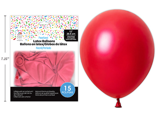 GLOBO LATEX 12PG 15UD ROJO PER