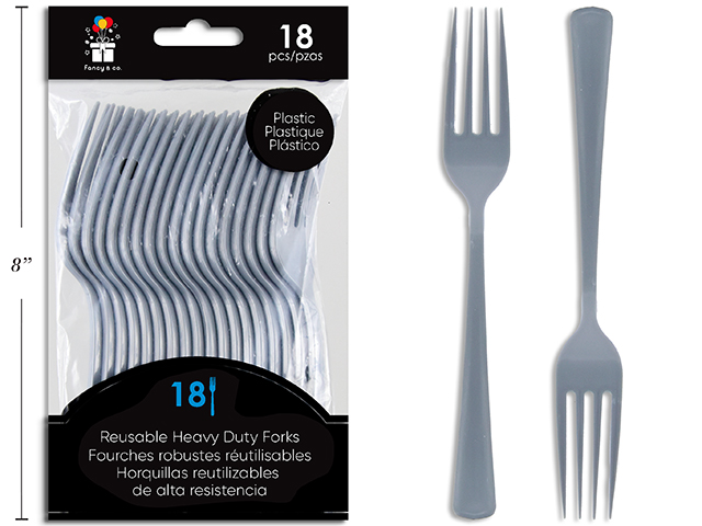 TENEDOR PLAST 18UDS  PLATA