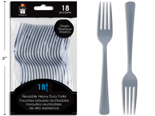 TENEDOR PLAST 18UDS  PLATA