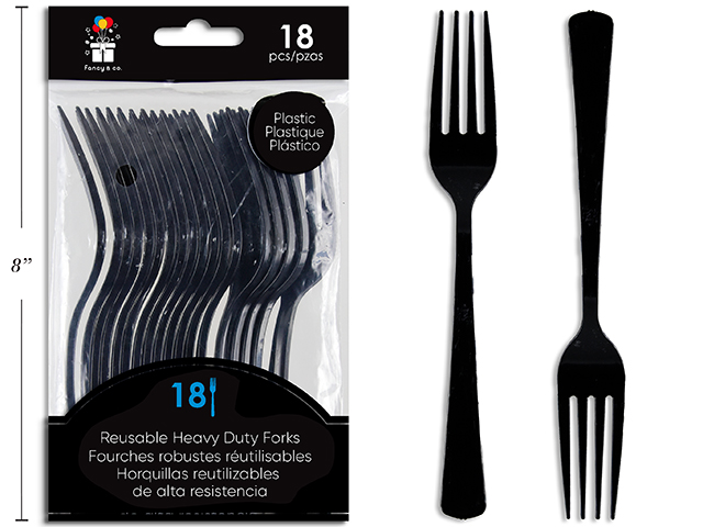 TENEDOR PLAST 18UDS NEGRO