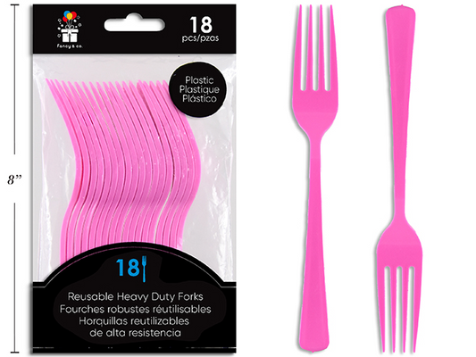 TENEDOR PLAST 18UDS ROSA