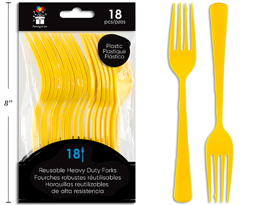 TENEDOR PLAST 18UDS AMARILLO