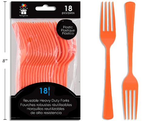 TENEDOR PLAST 18UDS NARANJA