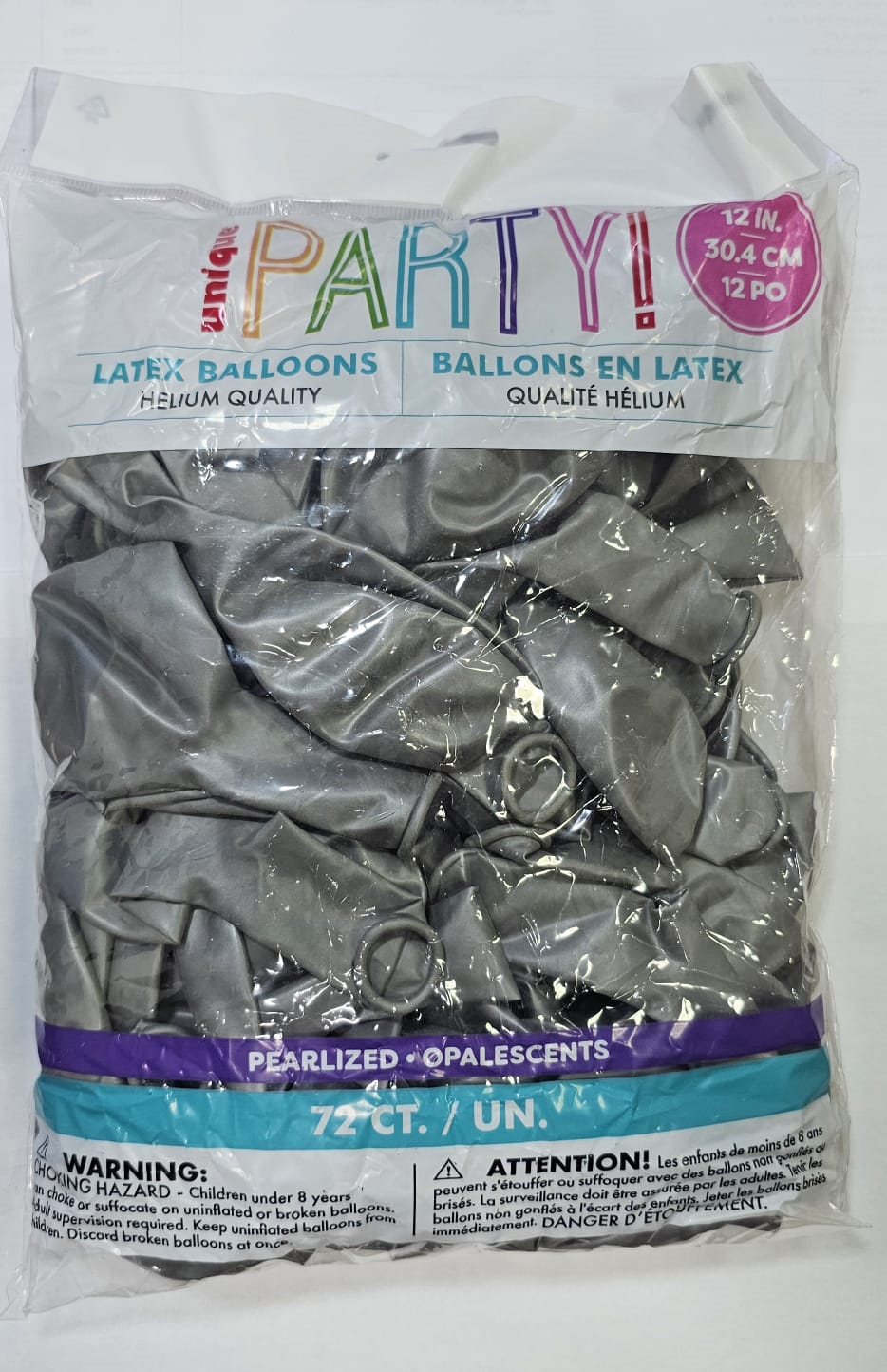 GLOBOS PERLA PLATA 72UDS 12PG