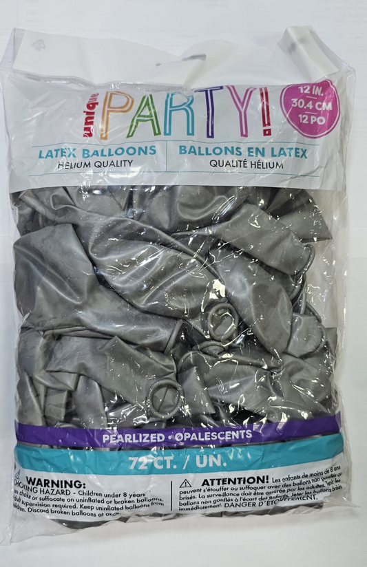 GLOBOS PERLA PLATA 72UDS 12PG
