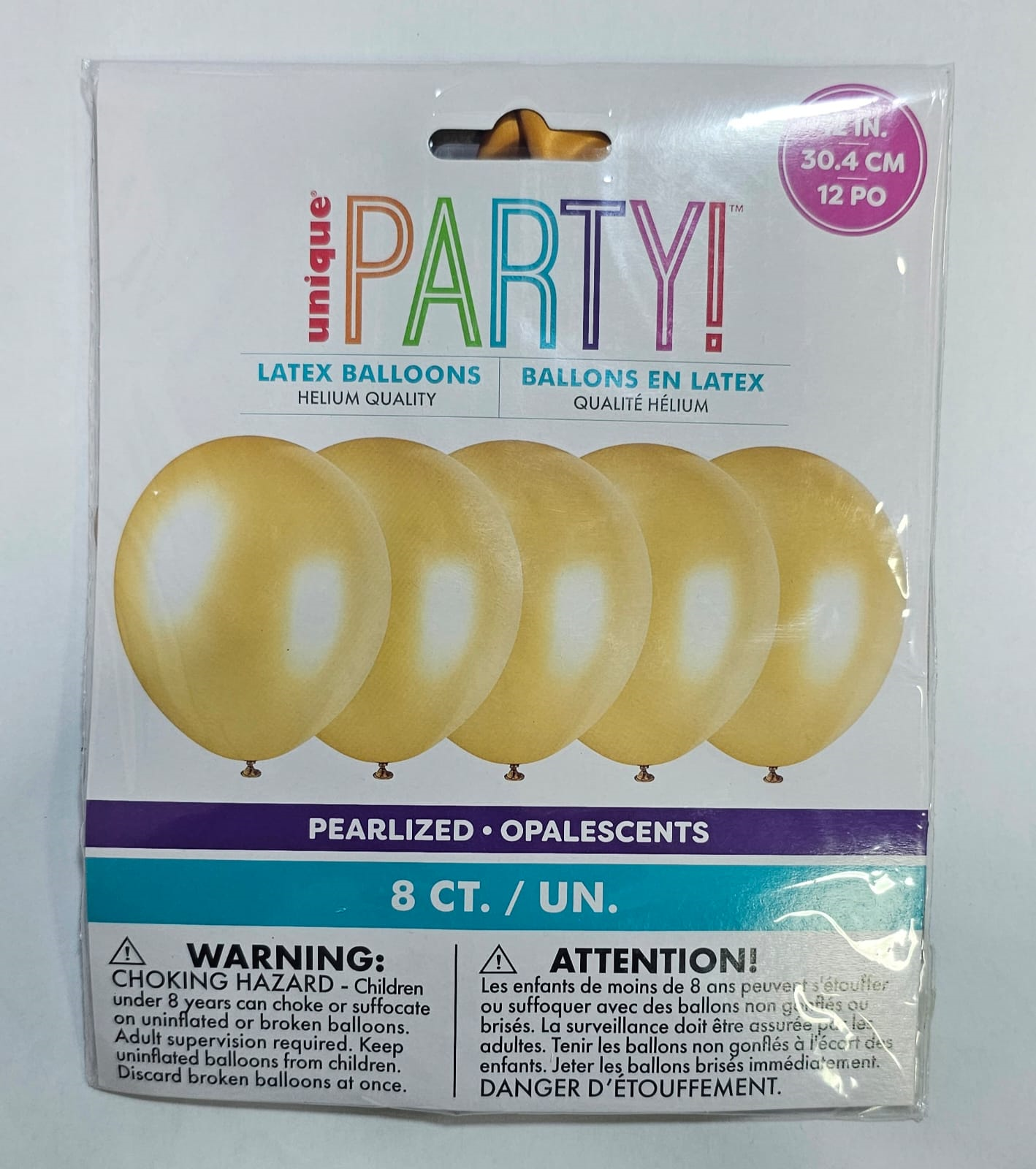 GLOBOS PERLA DORADO 8UDS 12PG