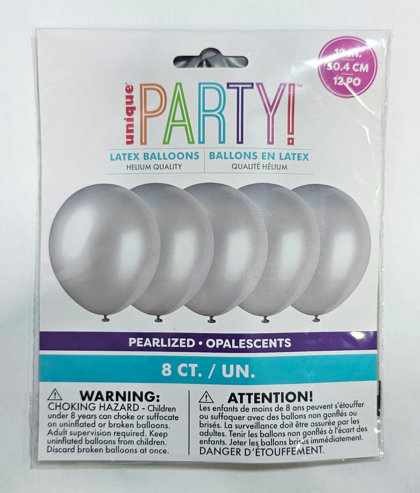 GLOBOS PERLA PLATA 8UDS 12PG