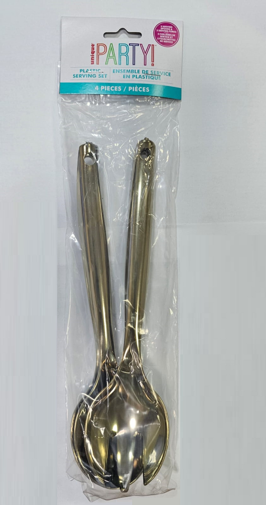 SET CUBIERTOS SERVIR DORADO 4U