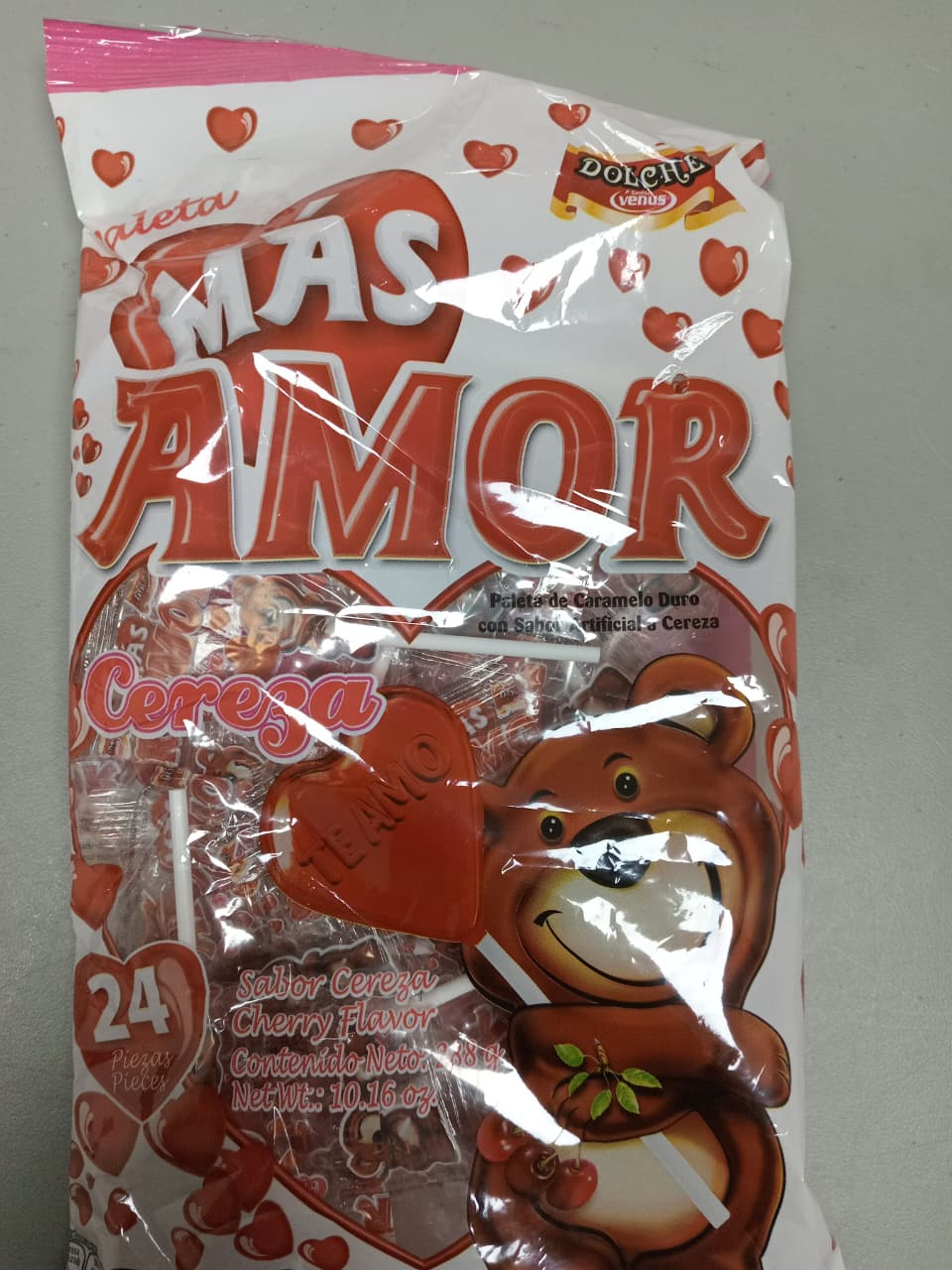 PALETA MAS AMOR CEREZA 24UDS