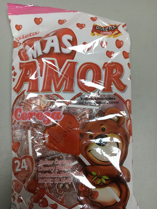 PALETA MAS AMOR CEREZA 24UDS