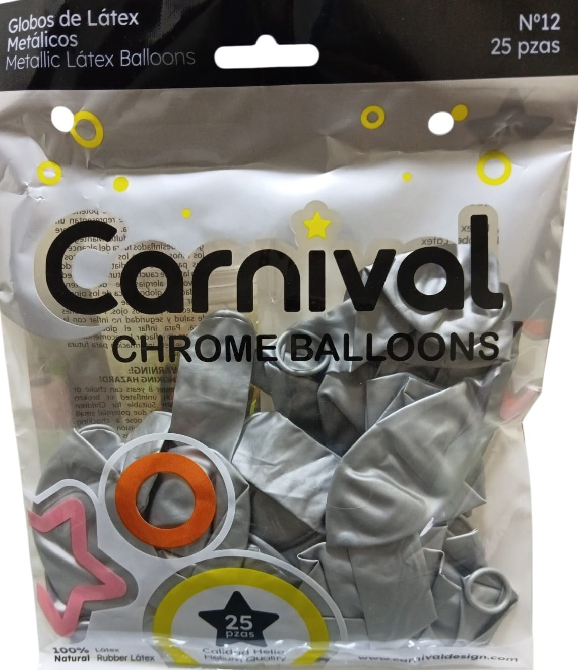 GLOBOS 12 CROMADO PLATA 25U