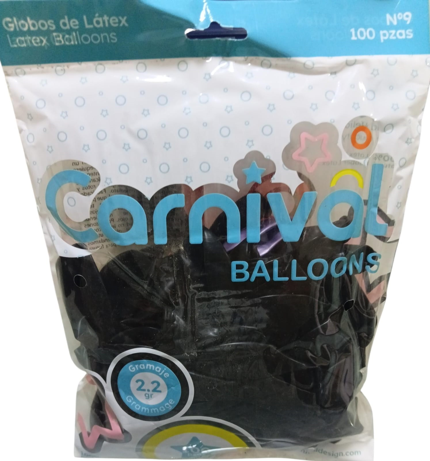 CARNIVAL GLOBO 9PG 100U NEGRO