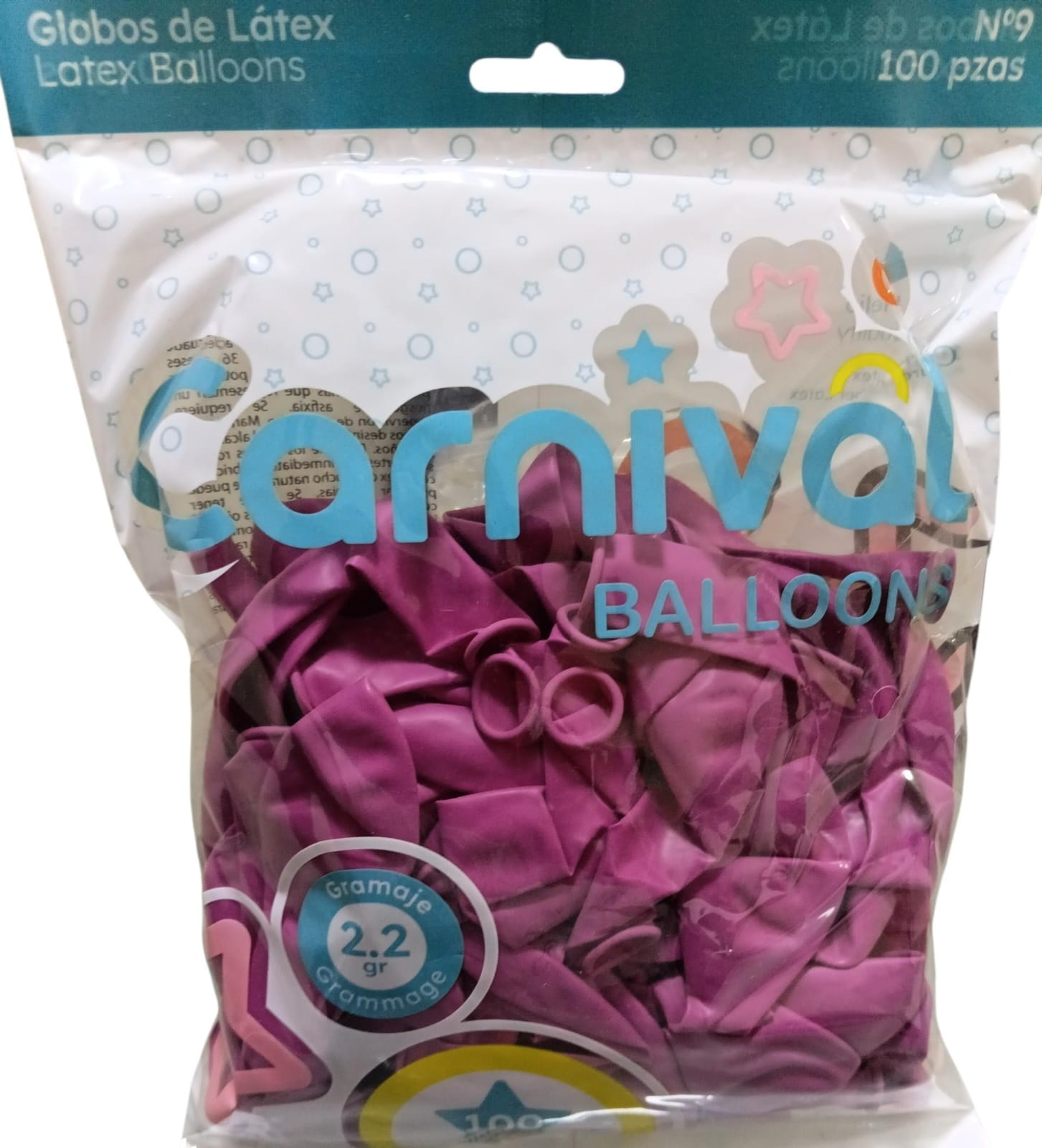 CARNIVAL GLOBO 9PG 100U MAGENT