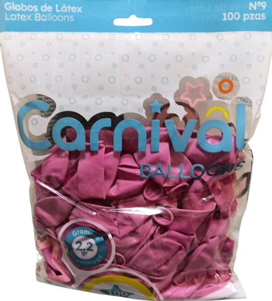 CARNIVAL GLOBO 9PG 100U FUCSIA