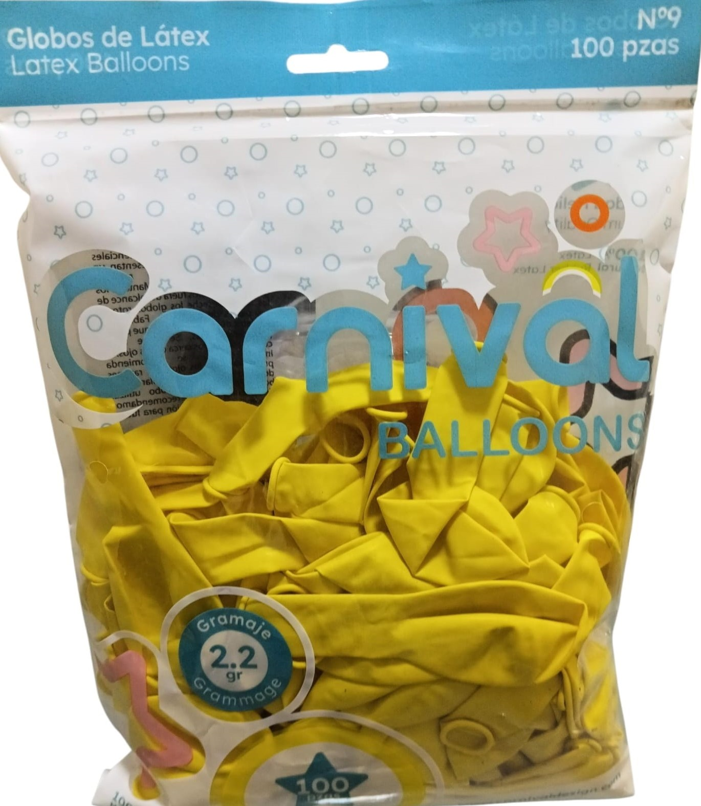 CARNIVAL GLOBO 9PG 100U AMARIL