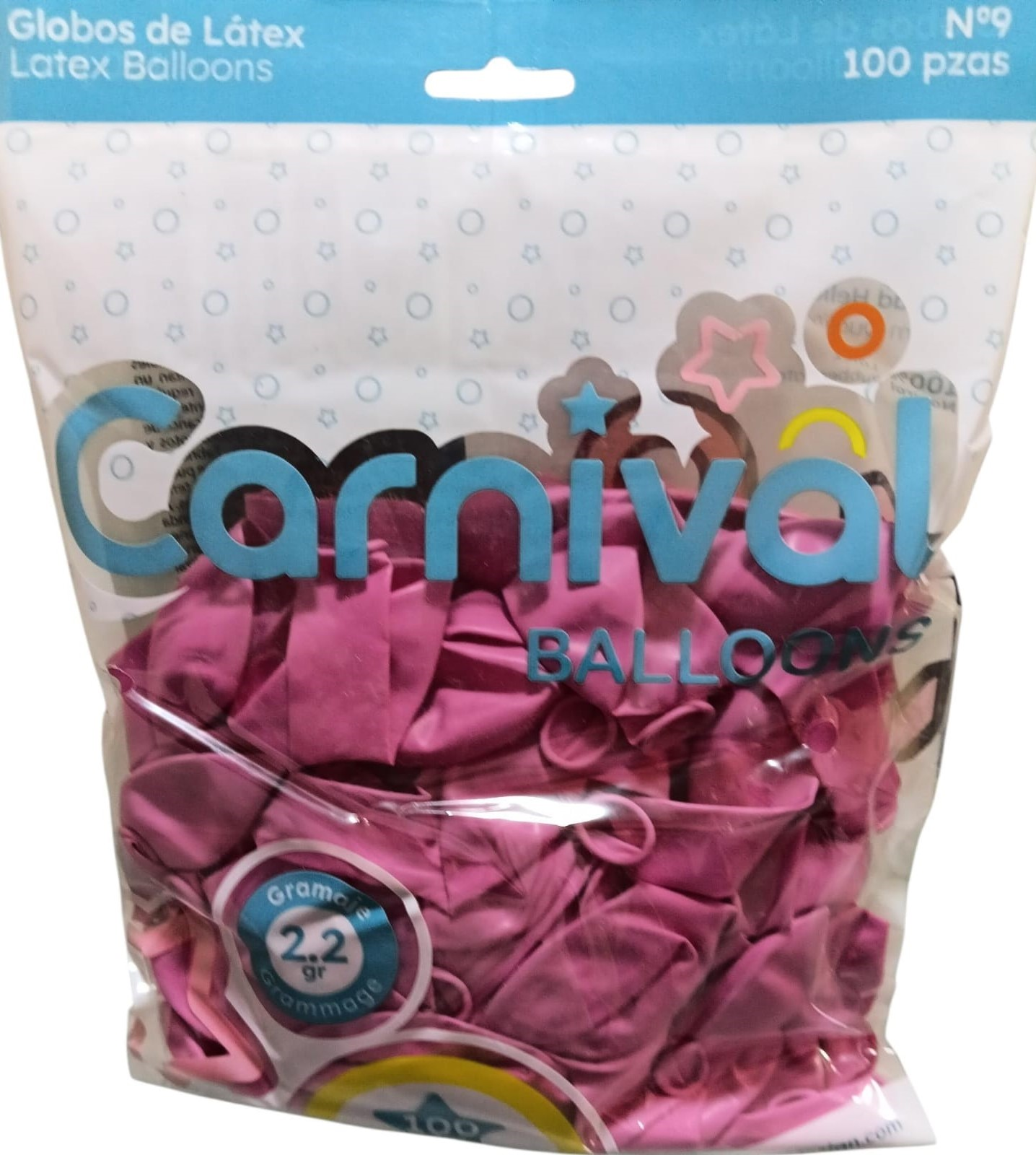 CARNIVAL GLOBO 9PG 100U ROSA