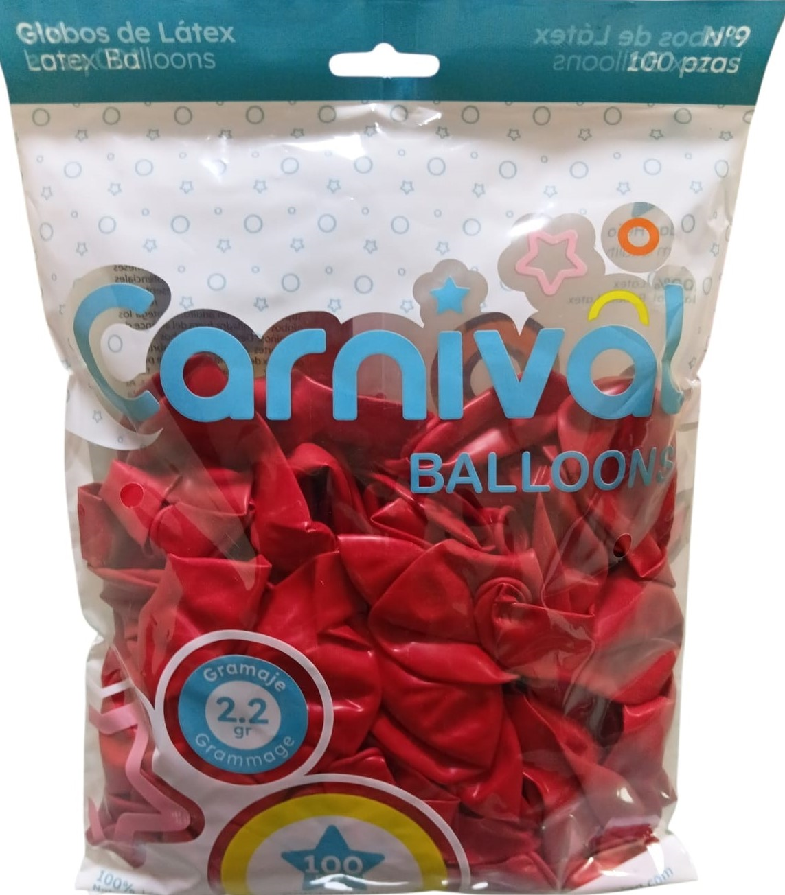 CARNIVAL GLOBO 9PG 100U ROJO