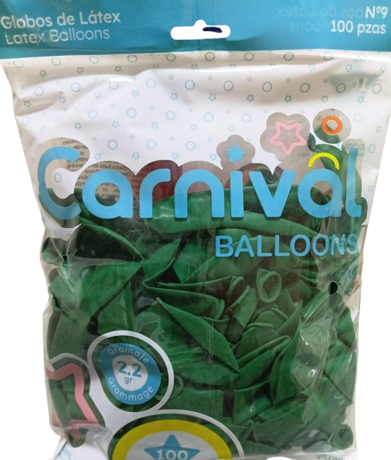 CARNIVAL GLOBO 9PG 100U VERDE