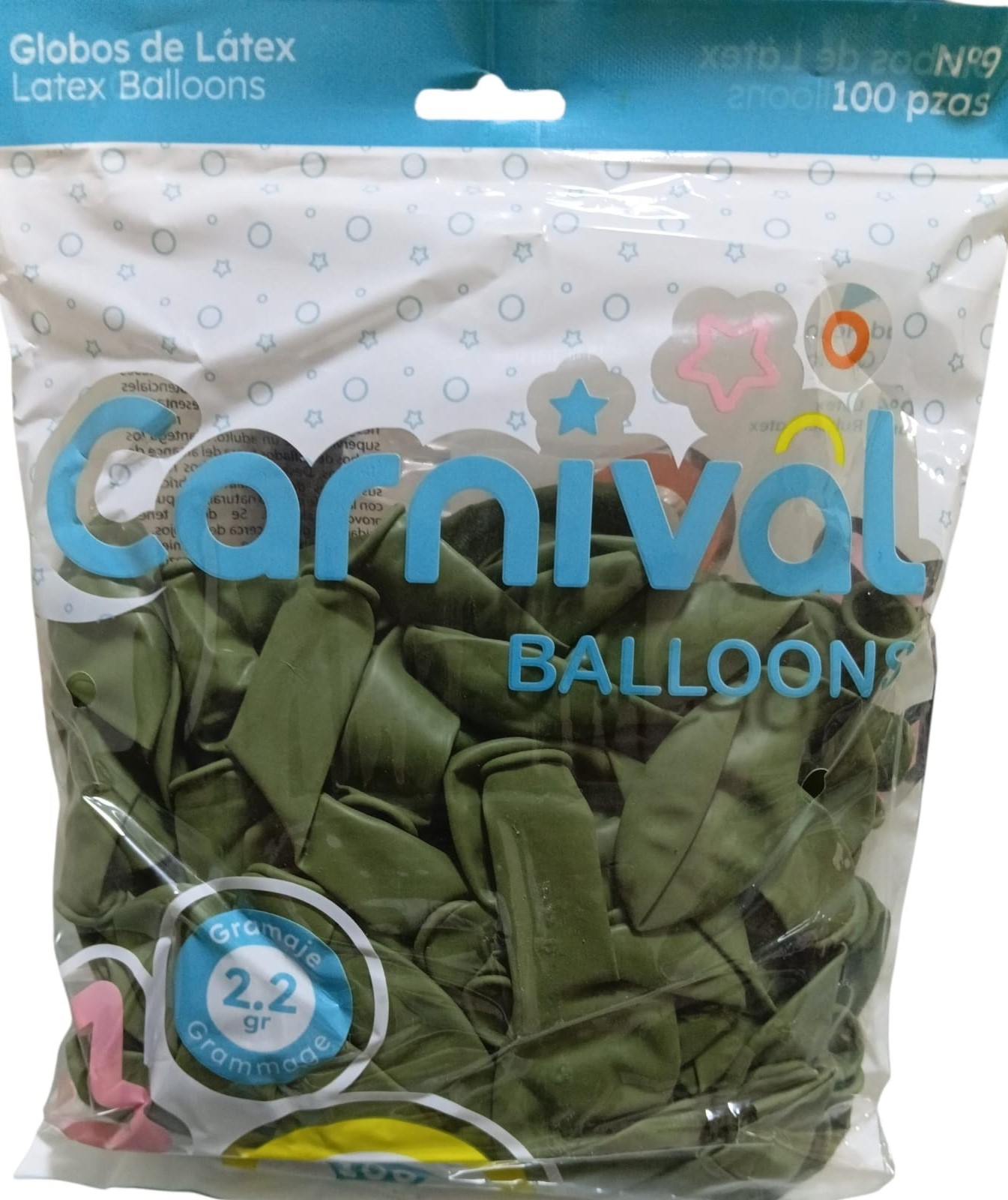 CARNIVAL GLOBO 9PG 100U OLIVO