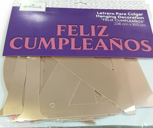 LETRERO FELIZ CUMPLE ROSE GOLD