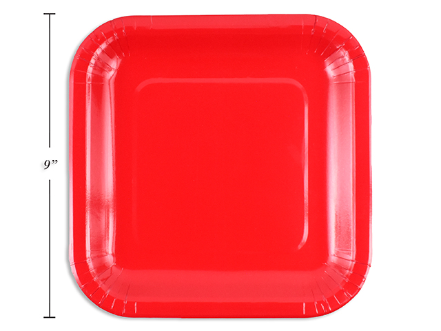 PLATO CUADRADO ROJO 14UN 23CM