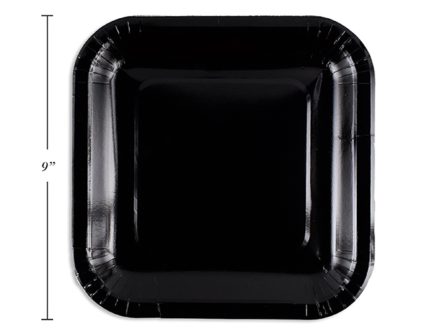 PLATO CUADRADO NEGRO 14UN 23CM