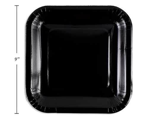 PLATO CUADRADO NEGRO 14UN 23CM