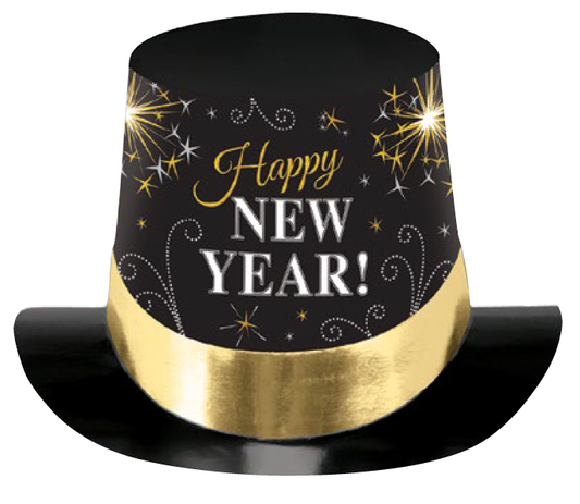 TOP HAT PRINTED BLK SLVR & GLD