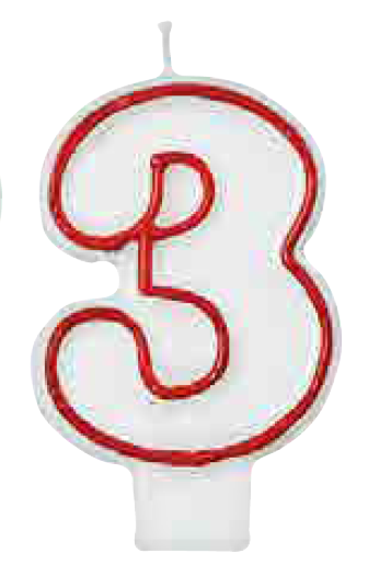 VELA ROJA/BLANCA N 3 BIRTHDAY